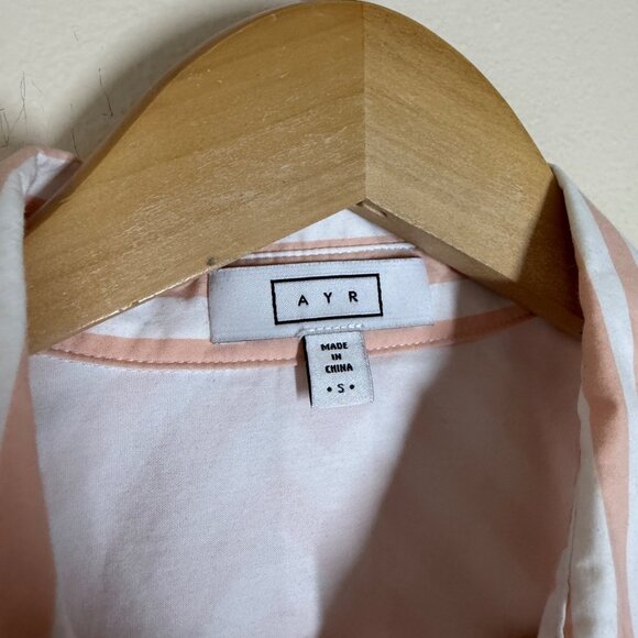 AYR The Deep End Shirt Orange Striped Size S Minimalist Capsule Preppy Work - Picture 5 of 9